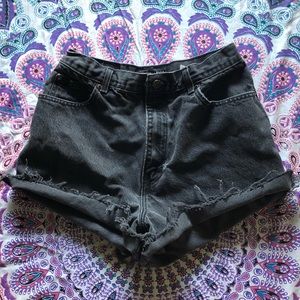 Vintage high waisted black denim shorts